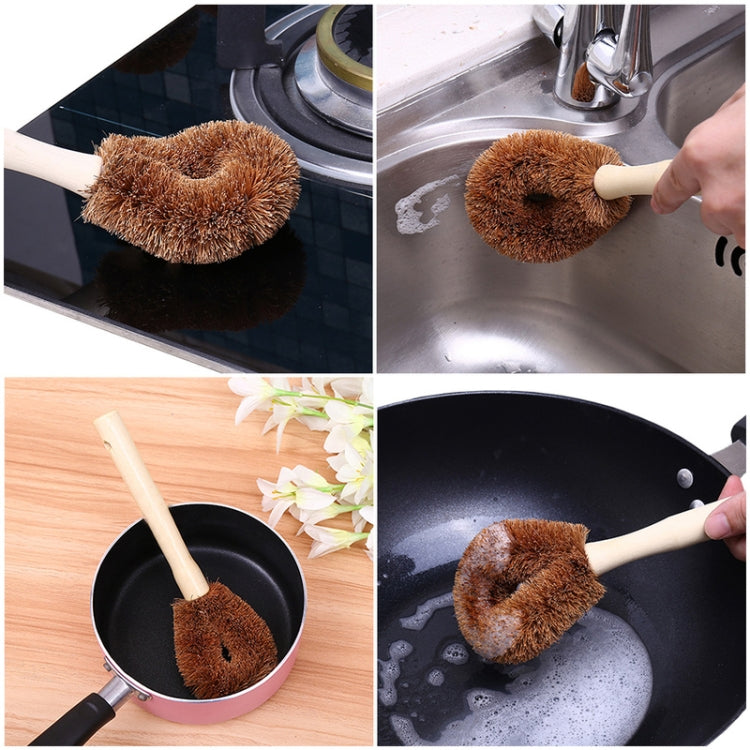 10 brosses de nettoyage de cuisine antiadhésives en fibre de coco à long manche, brosse en fibre de coco