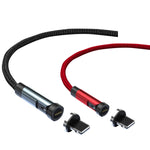 Câble de données de charge rapide magnétique rotatif à 540 degrés CC57, 1m + 8Pin + Rouge, 2m + 8Pin + Rouge, 1m + 8Pin + Noir, 2m + 8Pin + Noir