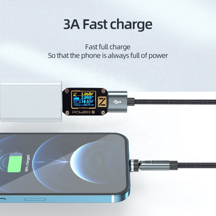 Câble de données de charge rapide magnétique rotatif à 540 degrés CC57, 1m + 8Pin + Rouge, 2m + 8Pin + Rouge, 1m + 8Pin + Noir, 2m + 8Pin + Noir