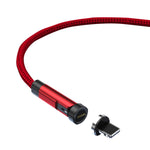 Câble de données de charge rapide magnétique rotatif à 540 degrés CC57, 1m + 8Pin + Rouge, 2m + 8Pin + Rouge, 1m + 8Pin + Noir, 2m + 8Pin + Noir