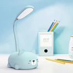 Lampe de lecture à protection oculaire LED, design chat de dessin animé, lampe de bureau rechargeable USB, bleu, blanc, vert, rose