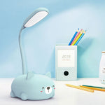 Lampe de lecture à protection oculaire LED, design chat de dessin animé, lampe de bureau rechargeable USB, bleu, blanc, vert, rose