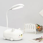 Lampe de lecture à protection oculaire LED, design chat de dessin animé, lampe de bureau rechargeable USB, bleu, blanc, vert, rose