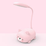 Lampe de lecture à protection oculaire LED, design chat de dessin animé, lampe de bureau rechargeable USB, bleu, blanc, vert, rose