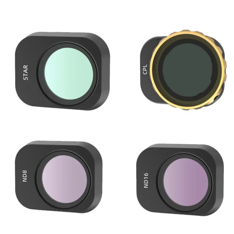 Filtres JSR pour appareil photo Mini 3 Pro : 3 en 1 CPL + ND8 + ND16, 4 en 1 Étoile + CPL + ND8 + ND16, 4 en 1 ND8 + ND16 + ND32 + ND64, 4 en 1 ND8-PL + ND16-PL + ND32-PL + ND64-PL, 6 en 1 UV + CPL + ND8 + ND16 + ND32 + ND64