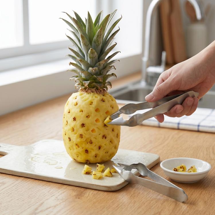 3 PCS Pince à Ananas en Acier Inoxydable à Pointe Antidérapante et Lame Ouverte, Dénoyauteur de Fruits, 13,5 × 3,5 cm, Clou en Acier sans Fin