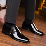 Chaussures en cuir brillantes pour hommes à bout pointu, style business décontracté, tailles 38 à 48