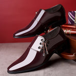 Chaussures en cuir brillantes pour hommes à bout pointu, style business décontracté, tailles 38 à 48