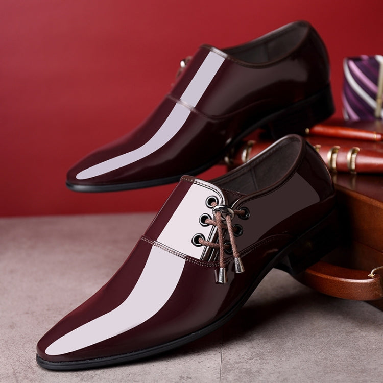 Chaussures en cuir brillantes pour hommes à bout pointu, style business décontracté, tailles 38 à 48