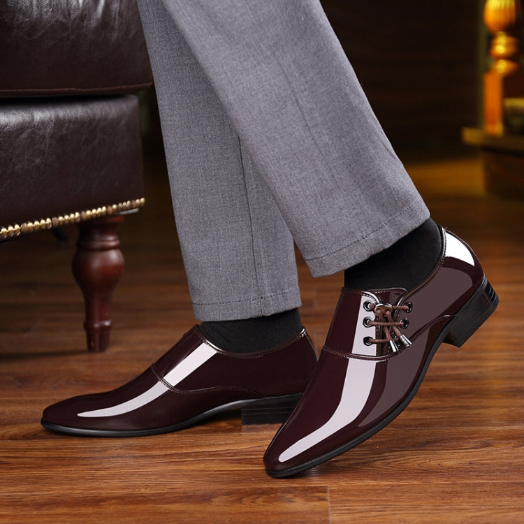 Chaussures en cuir brillantes pour hommes à bout pointu, style business décontracté, tailles 38 à 48