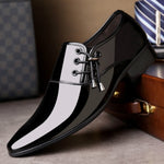 Chaussures en cuir brillantes pour hommes à bout pointu, style business décontracté, tailles 38 à 48