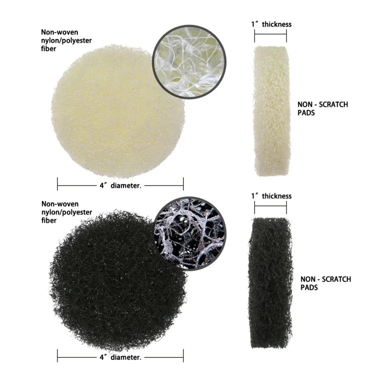 19 en 1 Tampons de brosse pour perceuse électrique hexagonale en nylon, kits de tampons de ponçage à récurer, 19 en 1