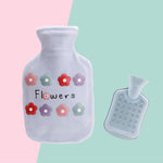 Sac bouillotte en peluche motifs fleurs de dessins animés pour réchauffer les mains par injection d'eau