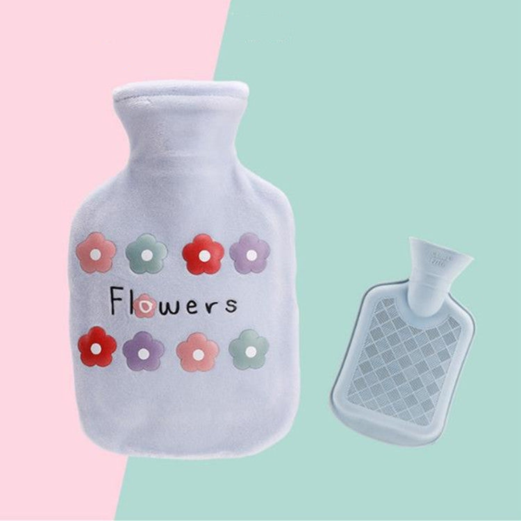 Sac bouillotte en peluche motifs fleurs de dessins animés pour réchauffer les mains par injection d'eau