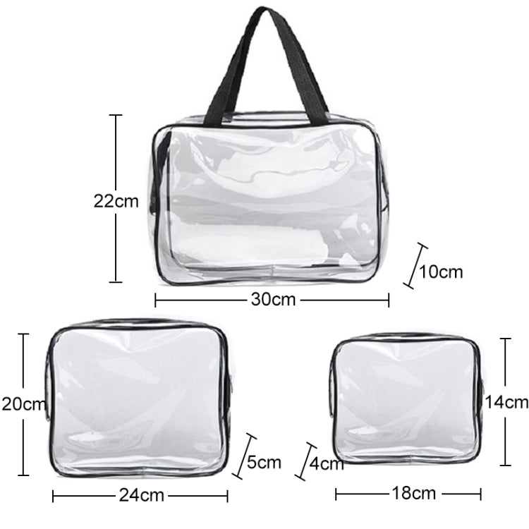 Sacs de Voyage Portables avec Fermeture Éclair, en PVC, Étanche, Transparent, pour Maquillage, S, M, L, Lot de 3