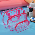 Sacs de Voyage Portables avec Fermeture Éclair, en PVC, Étanche, Transparent, pour Maquillage, S, M, L, Lot de 3