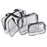 Sacs de Voyage Portables avec Fermeture Éclair, en PVC, Étanche, Transparent, pour Maquillage, S, M, L, Lot de 3