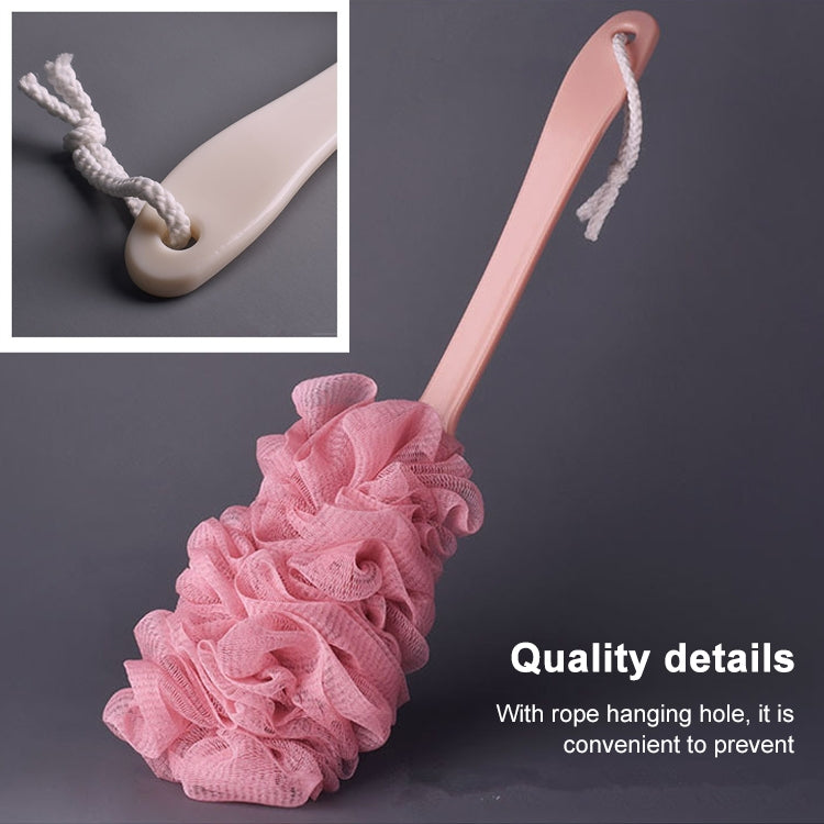 Brosse de douche exfoliante à long manche en maille douce pour le corps et le dos