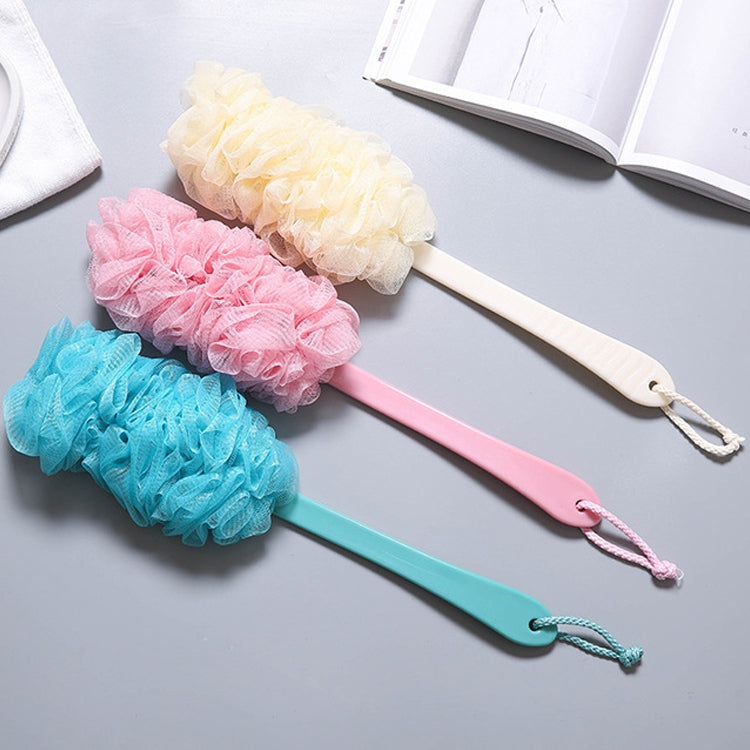 Brosse de douche exfoliante à long manche en maille douce pour le corps et le dos