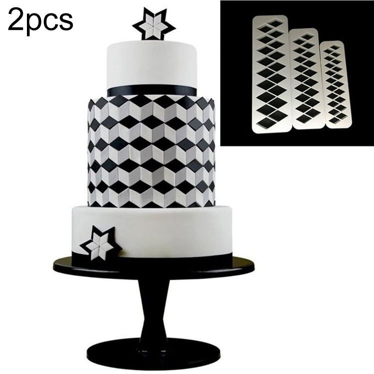 2 Pcs Gâteau au chocolat Géométrique Puzzle Gaufré Bande Fond de Teint Forme Graphique Moule à Biscuits Outil d'Estampage, Diamant à Quatre Côtés, Puzzle, Hexagone, Carré, Triangle Régulier, Triangle Oblique