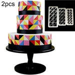 2 Pcs Gâteau au chocolat Géométrique Puzzle Gaufré Bande Fond de Teint Forme Graphique Moule à Biscuits Outil d'Estampage, Diamant à Quatre Côtés, Puzzle, Hexagone, Carré, Triangle Régulier, Triangle Oblique