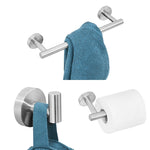 Porte-serviettes mural 3-en-1 en acier inoxydable 304, support de papier toilette avec crochets, ensemble d'accessoires de salle de bain pour douche, argent, or, noir