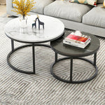 Table basse deux-en-un en fer forgé, table simple moderne combinée, petite table ronde, texture blanche + texture noire, blanc + noir, marbre blanc, combinaison blanche, texture noire + texture blanche, noir + blanc, marbre noir, combinaison noire