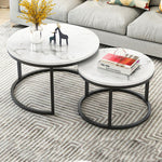 Table basse deux-en-un en fer forgé, table simple moderne combinée, petite table ronde, texture blanche + texture noire, blanc + noir, marbre blanc, combinaison blanche, texture noire + texture blanche, noir + blanc, marbre noir, combinaison noire