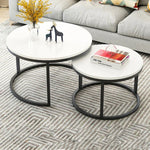 Table basse deux-en-un en fer forgé, table simple moderne combinée, petite table ronde, texture blanche + texture noire, blanc + noir, marbre blanc, combinaison blanche, texture noire + texture blanche, noir + blanc, marbre noir, combinaison noire