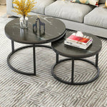 Table basse deux-en-un en fer forgé, table simple moderne combinée, petite table ronde, texture blanche + texture noire, blanc + noir, marbre blanc, combinaison blanche, texture noire + texture blanche, noir + blanc, marbre noir, combinaison noire