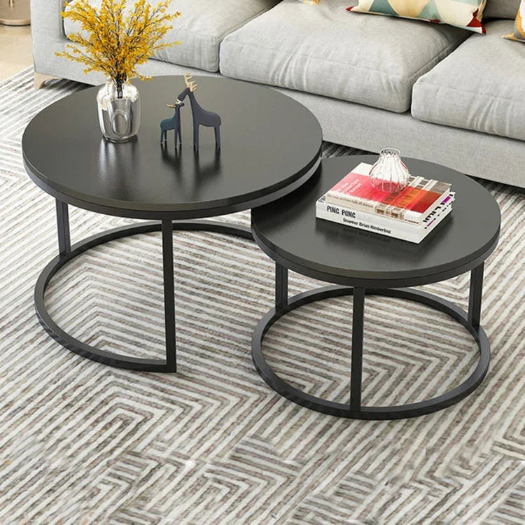 Table basse deux-en-un en fer forgé, table simple moderne combinée, petite table ronde, texture blanche + texture noire, blanc + noir, marbre blanc, combinaison blanche, texture noire + texture blanche, noir + blanc, marbre noir, combinaison noire