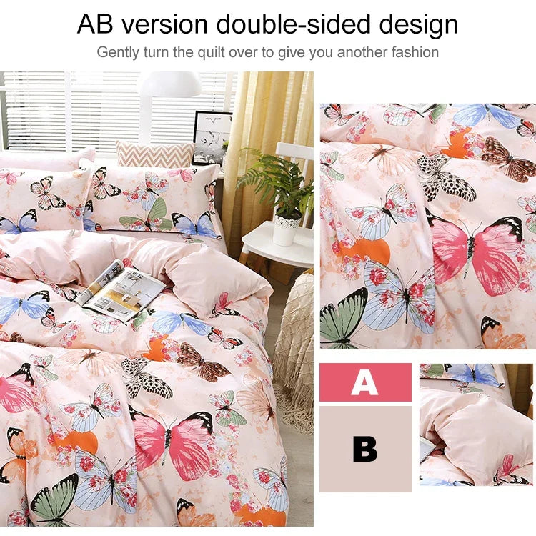 Ensemble de literie imprimée 4 pièces drap housse taies d'oreiller, pour lit 2,2m