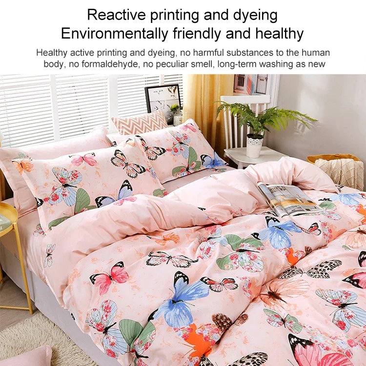 Ensemble de literie imprimée 4 pièces drap housse taies d'oreiller, pour lit 2,2m