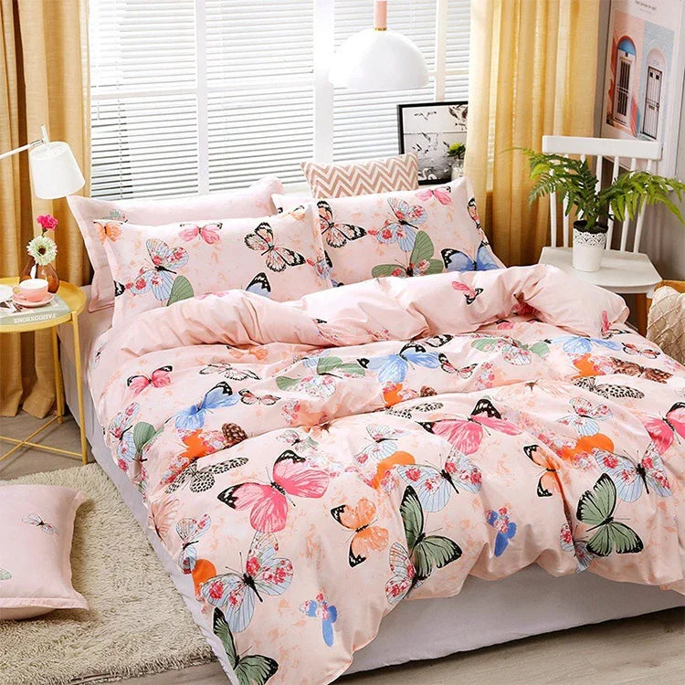 Ensemble de literie imprimée 4 pièces drap housse taies d'oreiller, pour lit 2,2m