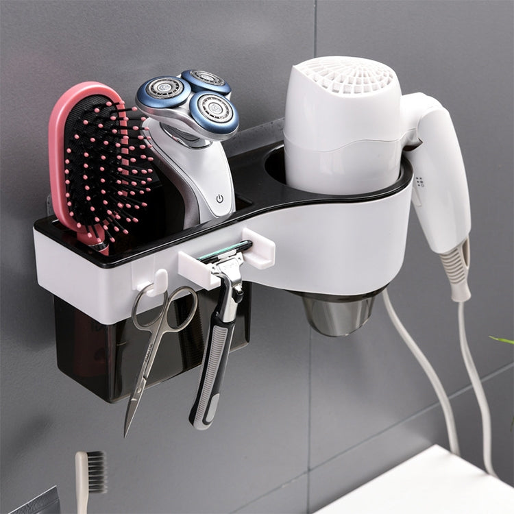 Support de sèche-cheveux mural sans perforation, étagère de rangement multifonctionnelle pour salle de bain et toilettes, noir élégant, rose, translucide, bleu élégant