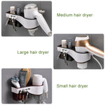 Support de sèche-cheveux mural sans perforation, étagère de rangement multifonctionnelle pour salle de bain et toilettes, noir élégant, rose, translucide, bleu élégant