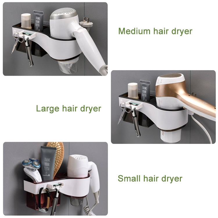 Support de sèche-cheveux mural sans perforation, étagère de rangement multifonctionnelle pour salle de bain et toilettes, noir élégant, rose, translucide, bleu élégant