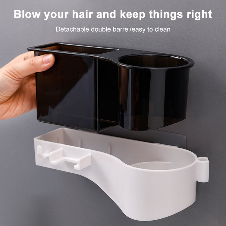 Support de sèche-cheveux mural sans perforation, étagère de rangement multifonctionnelle pour salle de bain et toilettes, noir élégant, rose, translucide, bleu élégant
