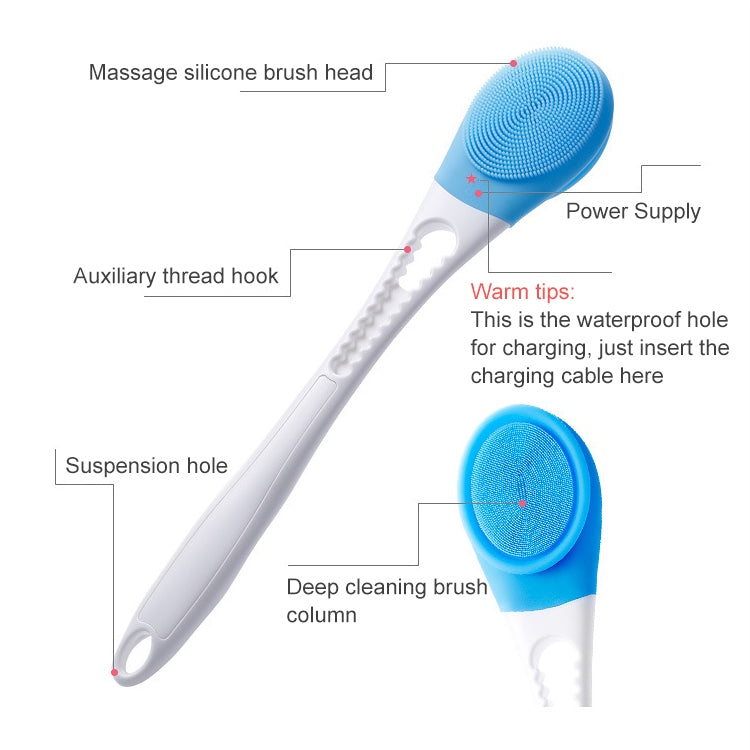 Brosse de bain électrique réglable SPA Massage Brosse de bain entièrement automatique Brosse de bain à long manche, 45,8cmx8,5cmx4cm