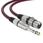 Câble microphone XLR équilibré mâle TRS 6,35 mm rouge et noir vers femelle Caron, 0,5 m, 1 m, 1,8 m, 3 m, 5 m, 8 m, 10 m, 12 m, 15 m, 20 m, 25 m, 30 m