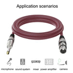Câble microphone XLR équilibré mâle TRS 6,35 mm rouge et noir vers femelle Caron, 0,5 m, 1 m, 1,8 m, 3 m, 5 m, 8 m, 10 m, 12 m, 15 m, 20 m, 25 m, 30 m