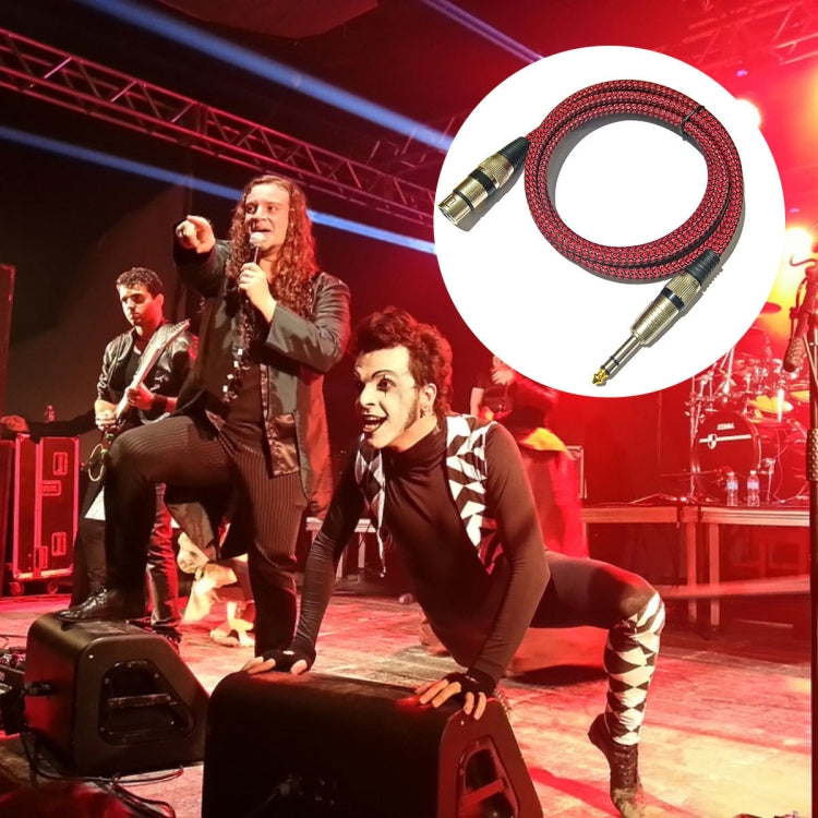 Câble microphone XLR équilibré mâle TRS 6,35 mm rouge et noir vers femelle Caron, 0,5 m, 1 m, 1,8 m, 3 m, 5 m, 8 m, 10 m, 12 m, 15 m, 20 m, 25 m, 30 m
