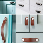 Poignée de porte en cuir pour armoire de cuisine, tiroir, trou unique noir, noir 96, café clair 96, noir 128
