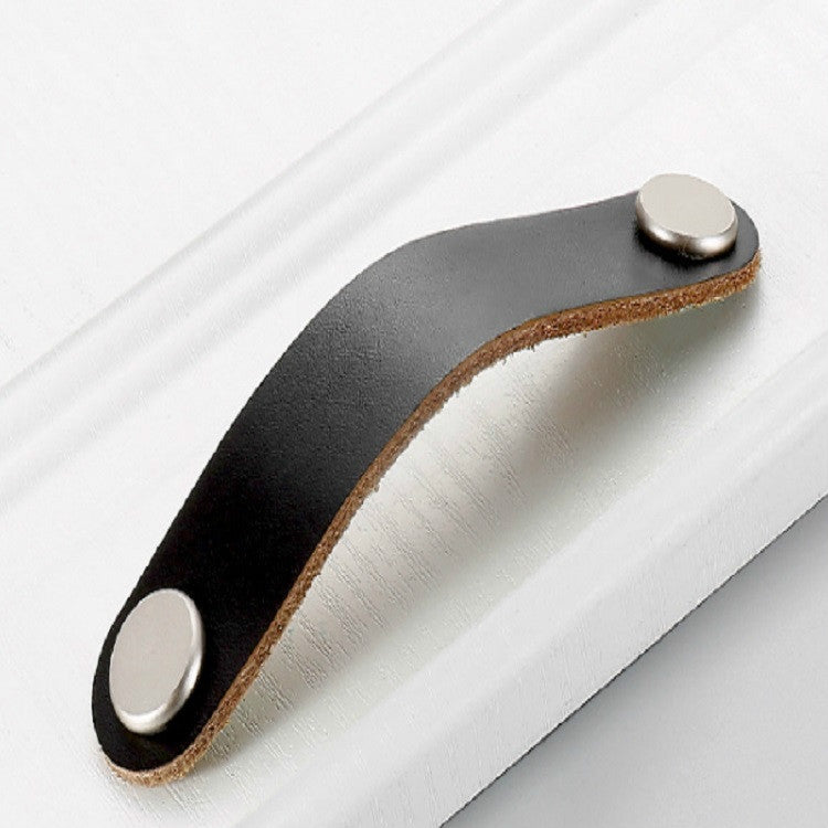 Poignée de porte en cuir pour armoire de cuisine, tiroir, trou unique noir, noir 96, café clair 96, noir 128