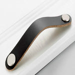 Poignée de porte en cuir pour armoire de cuisine, tiroir, trou unique noir, noir 96, café clair 96, noir 128