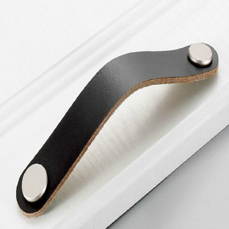 Poignée de porte en cuir pour armoire de cuisine, tiroir, trou unique noir, noir 96, café clair 96, noir 128
