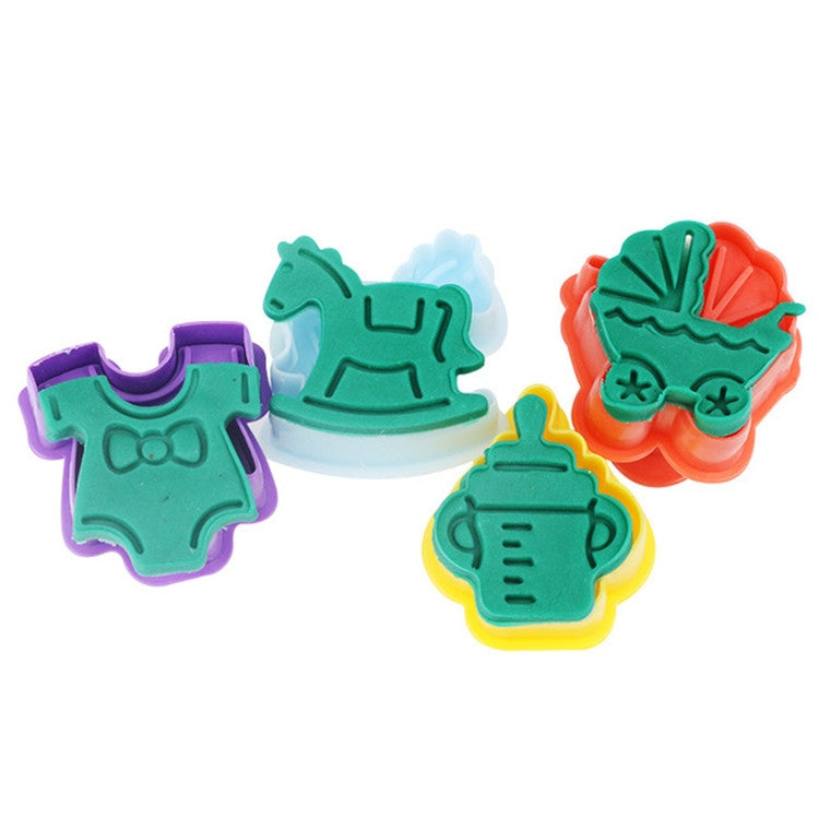 Moule à biscuits 3D 4-en-1 Série Bébé Outils de pressage Fondant, Livraison couleur aléatoire, 4-en-1 Série Bébé 3D