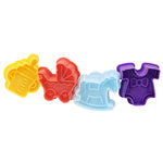 Moule à biscuits 3D 4-en-1 Série Bébé Outils de pressage Fondant, Livraison couleur aléatoire, 4-en-1 Série Bébé 3D