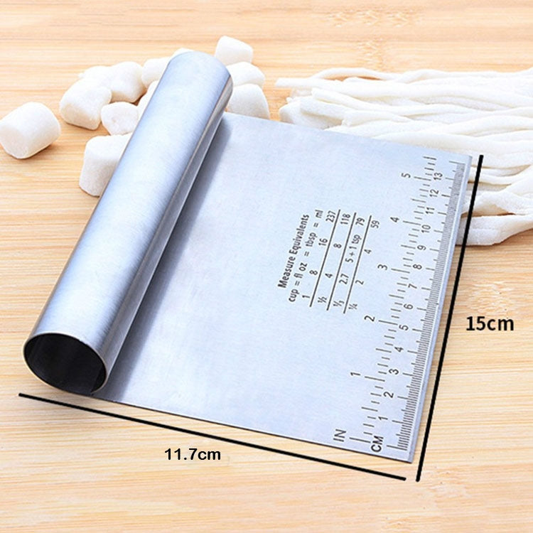 Coupe-pâtes en acier inoxydable durable avec section graduée pour la maison, ustensiles de pâtisserie, coupe-pâtes (argent)