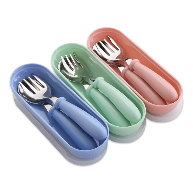 Ensemble de 3 pièces cuillère et fourchette en acier inoxydable 304 pour bébé, mignon, pour la maternelle